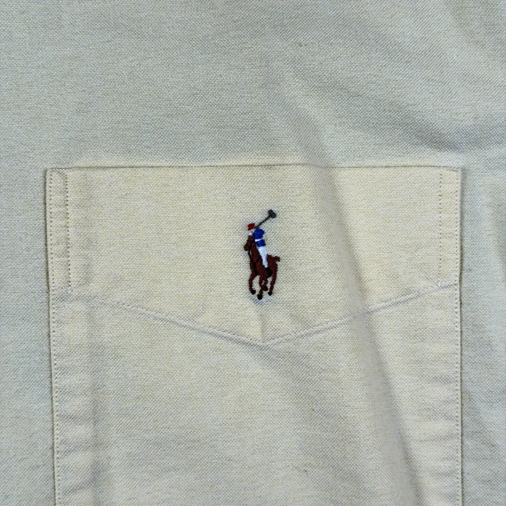 Vintage Polo Ralph Lauren Oxford Shirt Mens XL Pastel Yellow OCBD Flesh Pony 90s